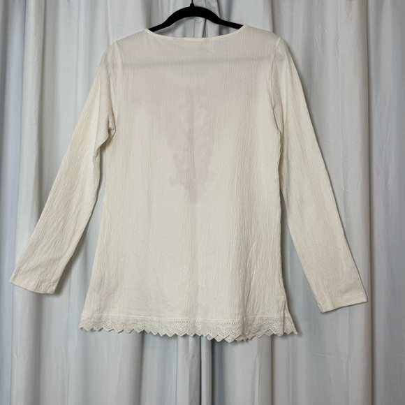 Soft Surroundings Embroidered Tunic Top White Red Pink Size Medium Boho - Picture 8 of 11